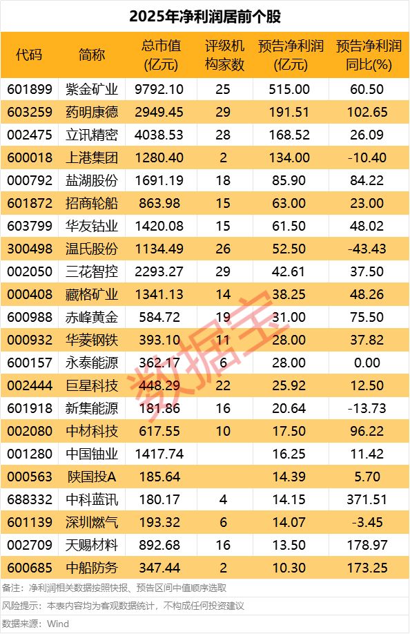 首批2025年年报预告来了！22股净利润超10亿元！